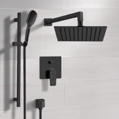 Matte Black Rain Shower System with Handheld, Rain Shower Head, Shower Faucet Set